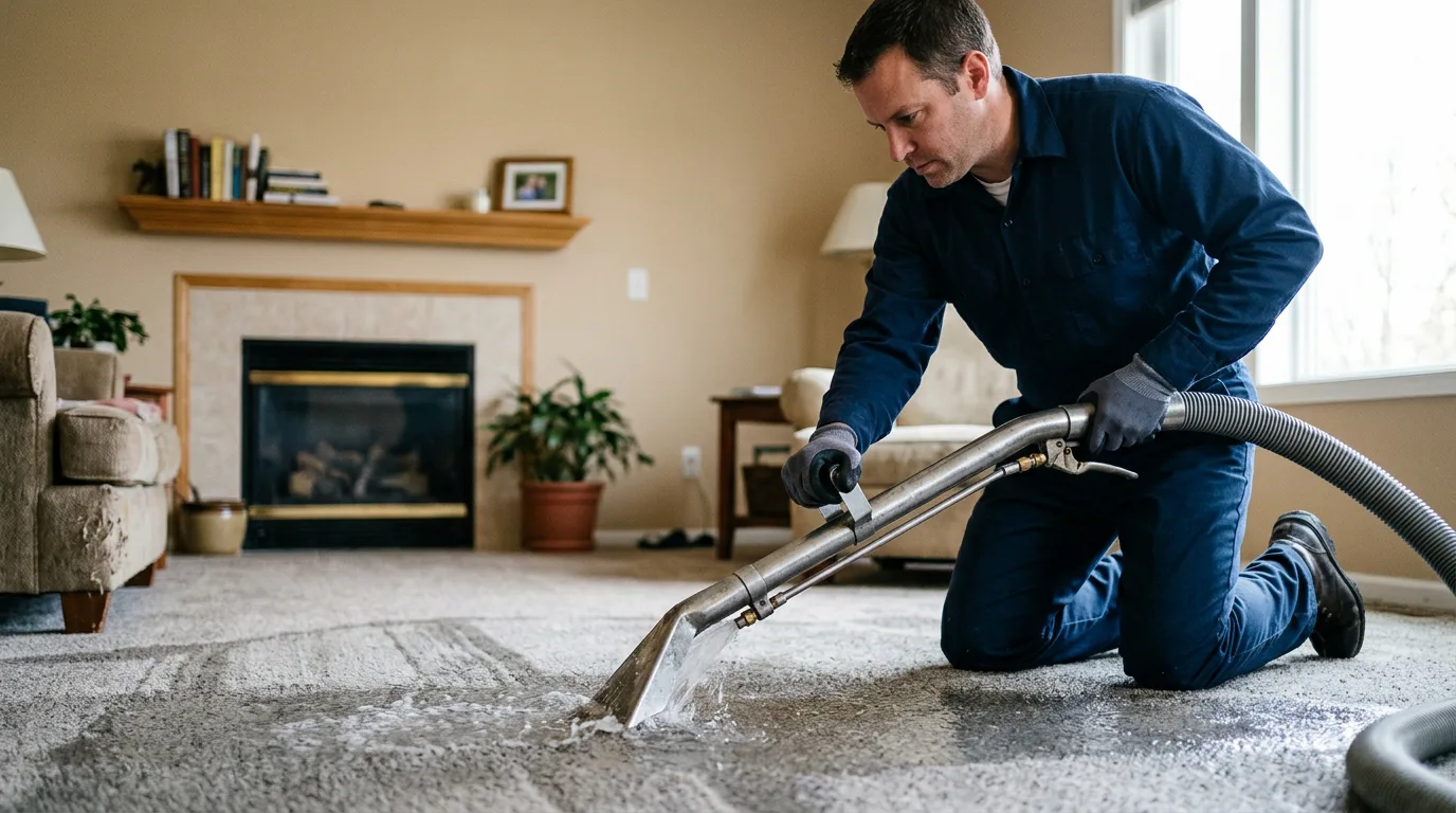 Water damage restoration technician working near Grafton, WI